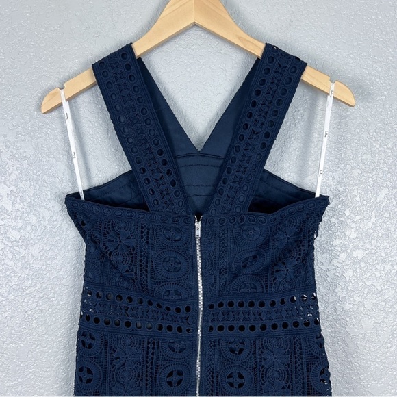 Lulus NWT Cocktail Ready Navy Blue Crochet Lace Midi Dress M - Feminine, Romance - Picture 10 of 14